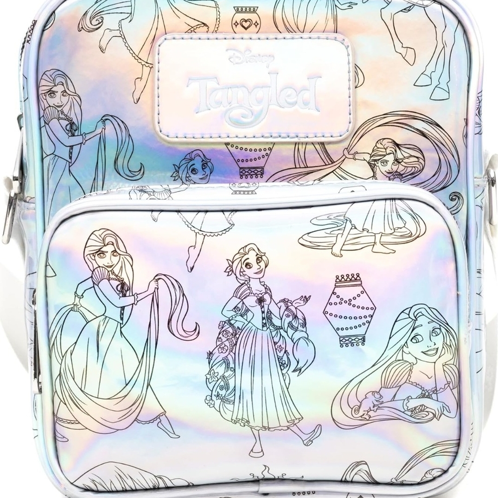 Buckle-Down Disney Vegan Leather Crossbody Backpack w/ Adjustable Strap, Tangled